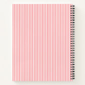 Modern Red & White Stripes Monogram Name Notitieboek (Achterkant)