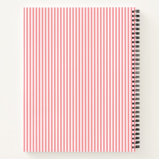 Modern Red & White Stripes Monogram Name Notitieboek (Achterkant)
