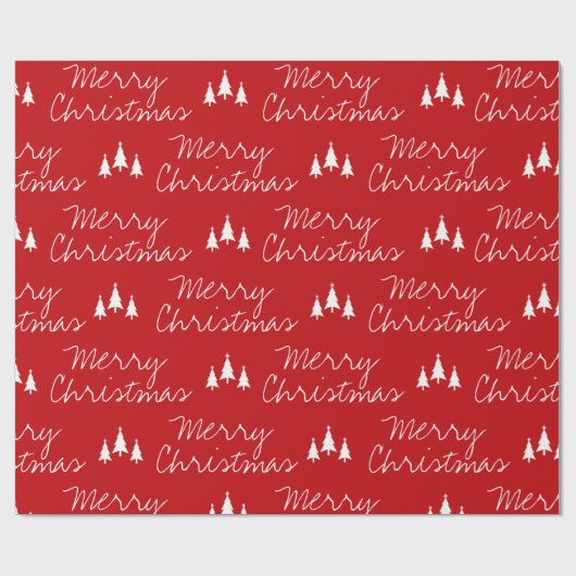 Modern Red White Trees Pattern Merry kerst Cadeaupapier (Vlak)