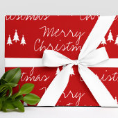 Modern Red White Trees Pattern Merry kerst Cadeaupapier