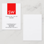 Modern Red White Trendy Special Monogram Visitekaartje (Voorkant / Achterkant)