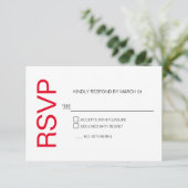 Modern Red White Wedding RSVP-antwoord RSVP Kaartje (Staand voorkant)
