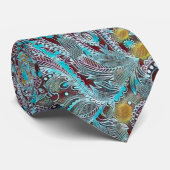 Modern Red Wine & Blue Paisley Stropdas (Opgerold)