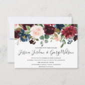 Modern Red Wine Burgundy Waterverf Wedding Invite Kaart (Voorkant)