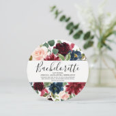 Modern Red Wine Flowers Bachelorette Kaart (Staand voorkant)