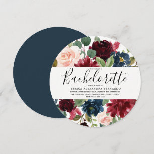 Modern Red Wine Flowers Bachelorette Kaart