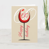 Modern Red Wine Glass 60th Birthday Kaart (Voorkant)