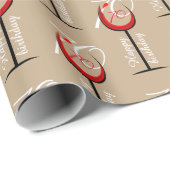 Modern Red Wine Glass Pattern 70th Birthday Gift Cadeaupapier (Rol Hoek)