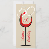 Modern Red Wine Glass Script 50th Birthday Kaart (Voorkant)