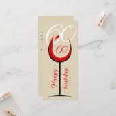 Modern Red Wine Glass Script 60th Birthday Kaart (Voorkant / Achterkant in situ)