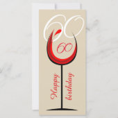 Modern Red Wine Glass Script 60th Birthday Kaart (Voorkant)