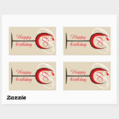 Modern Red Wine Glass Script 60th Birthday Rechthoekige Sticker (Vel)