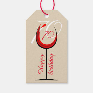 Modern Red Wine Glass Script 70th Birthday Cadeaulabel