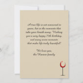 Modern Red Wine Glass Script 70th Birthday Kaart (Achterkant)