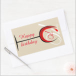 Modern Red Wine Glass Script 70th Birthday Rechthoekige Sticker<br><div class="desc">Modern Red Wine Glass Script 70th Birthday Rectangular Sticker. Het ontwerp heeft een abstract rood wijnglas met een leeftijdscijfer en op de achtergrond is de leeftijd in witte kleur. Je kunt de leeftijd veranderen. Geweldig voor een vrouw of een man die de zeventigste verjaardag viert.</div>