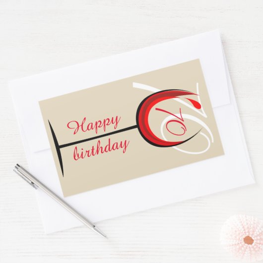 Modern Red Wine Glass Script 70th Birthday Rechthoekige Sticker (Envelop)