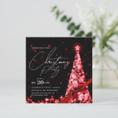 MODERN Red Winter Christmas Tree Bow Party  Kaart (Staand voorkant)