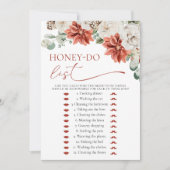 Modern Red Winter Honey Do List Vrijgezellenfeest  Kaart (Voorkant)