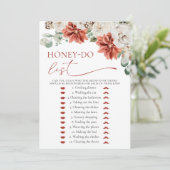 Modern Red Winter Honey Do List Vrijgezellenfeest  Kaart (Staand voorkant)