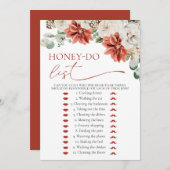 Modern Red Winter Honey Do List Vrijgezellenfeest  Kaart (Voorkant / Achterkant)