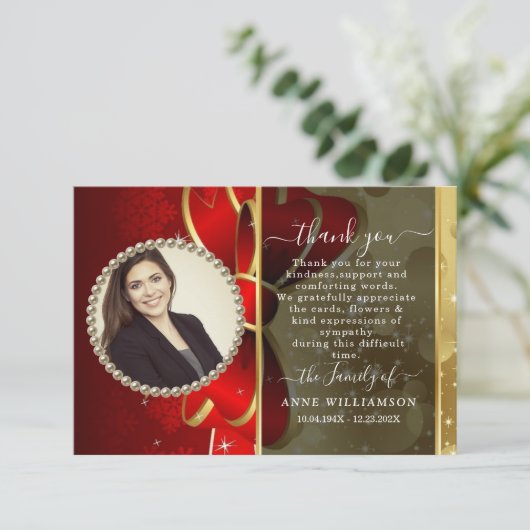 Modern Red Wrap Funeral Hartelijk dank Bedankkaart (Staand voorkant)