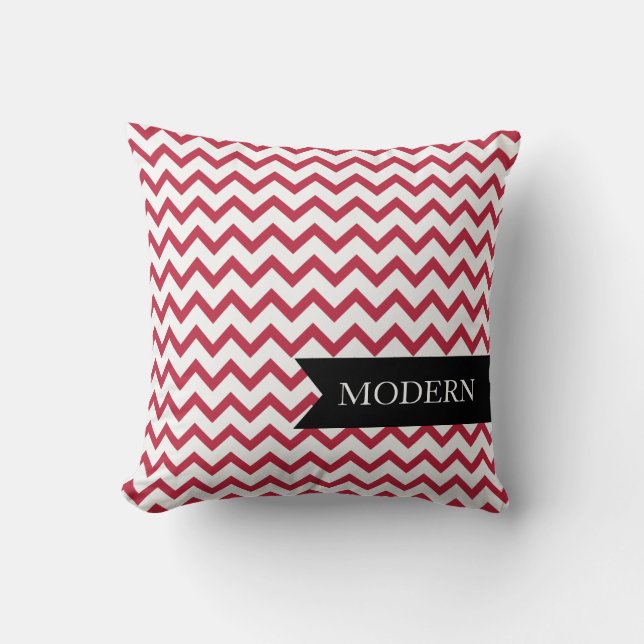 Modern Red Zigzag Pillow Kussen (Voorkant)