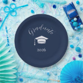 Modern redactioneel script Navy foto afstuderen Papieren Bordje (Feest)