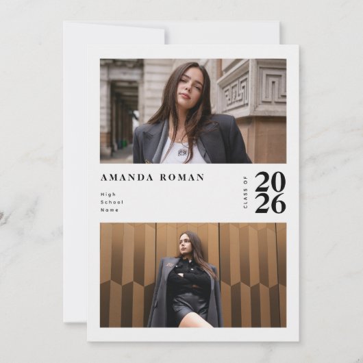 Modern Redactioneel Zwart-wit Foto Afstuderen Kaart (Voorkant)