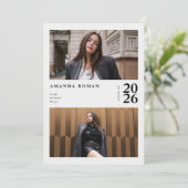 Modern Redactioneel Zwart-wit Foto Afstuderen Kaart (Staand voorkant)