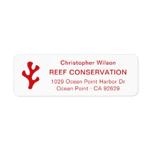 Modern Reef Logo Rood Wit Zakelijk Retouradres Etiket