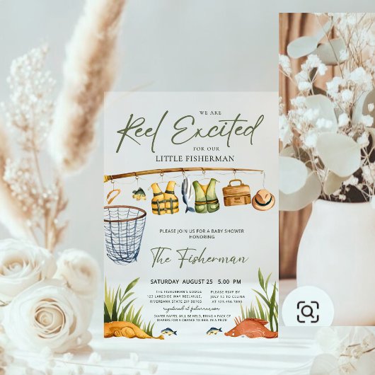 Modern Reel Opgewonden Baby shower Acryl Uitnodigingen