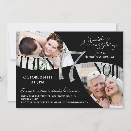 Modern Refined 17th Wedding Anniversary Kaart (Voorkant)