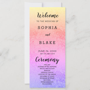 Modern Regenboog en Bloemen Huwelijksprogramma