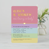 Modern Regenboog en Gold Couple's Baby shower Folie Uitnodiging (Staand Voorkant)