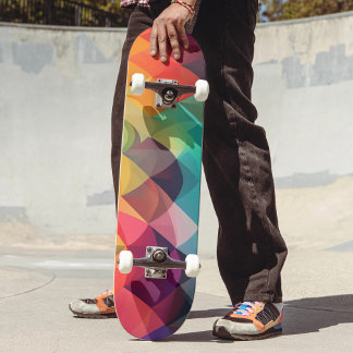 Modern Regenboog Kleurrijk Geometrisch Patroon Persoonlijk Skateboard
