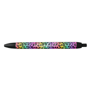 Modern Regenboog Luipaard Vel Patroon Monogram Zwarte Inkt Pen