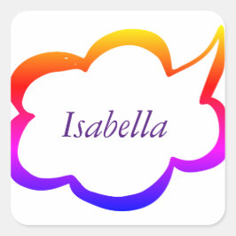 Modern Regenboog Meisje Monogram Vierkante Sticker