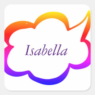 Modern Regenboog Meisje Monogram Vierkante Sticker