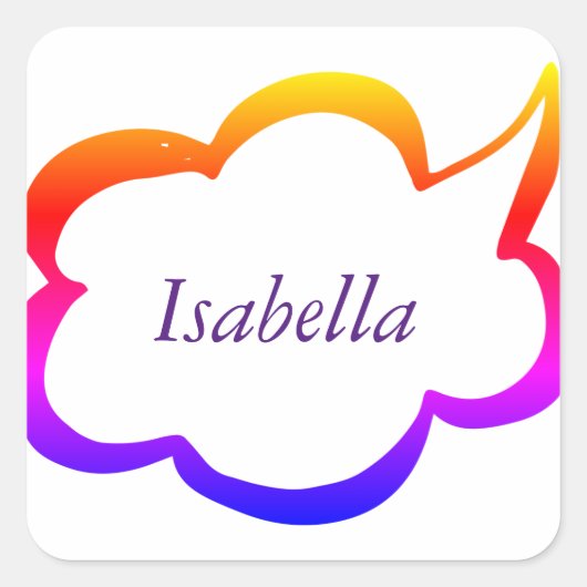 Modern Regenboog Meisje Monogram Vierkante Sticker (Voorkant)