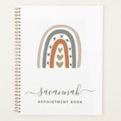 Modern regenboog roos goudgrijs wit monogram 2025 planner (Voorkant)