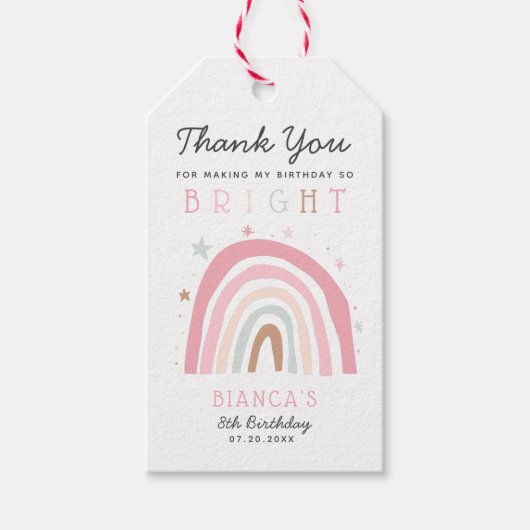 Modern Regenboog Verjaardagsfeest Zo BRIGHT Cadeaulabel (Voorkant)