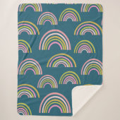 Modern regenboogpatroon in blauw sherpa deken (Voorkant)