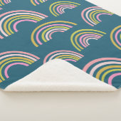 Modern regenboogpatroon in blauw sherpa deken (3/4)