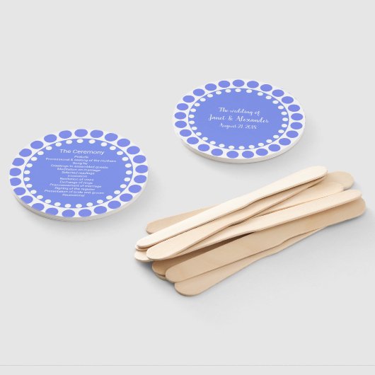 Modern Regency Blue Stippen Trouwprogramma Fan Handwaaier (Niet-gemonteerd)