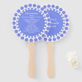 Modern Regency Blue Stippen Trouwprogramma Fan Handwaaier (Voorkant en achterkant)