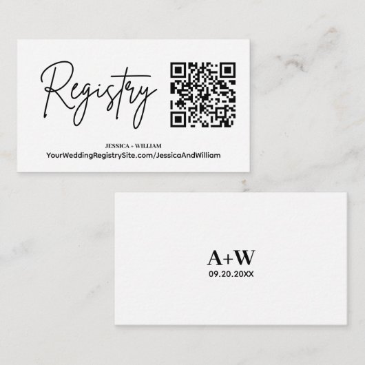 Modern register | Huwelijksregister QR Code Informatiekaartje (Voorkant / Achterkant)