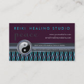 Modern Reiki YinYang Blauwgroen+Plum Sparkle Patte Visitekaartje (Achterkant)
