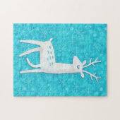Modern Reindeer Art Snowflakes Christmas Holiday Legpuzzel (Horizontaal)