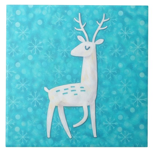 Modern Reindeer Deer Art Holiday Decorative Tile Tegeltje (Voorkant)