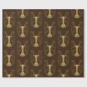 Modern Reindeer Folk Art  wrapppapier Sh Cadeaupapier (Vlak)